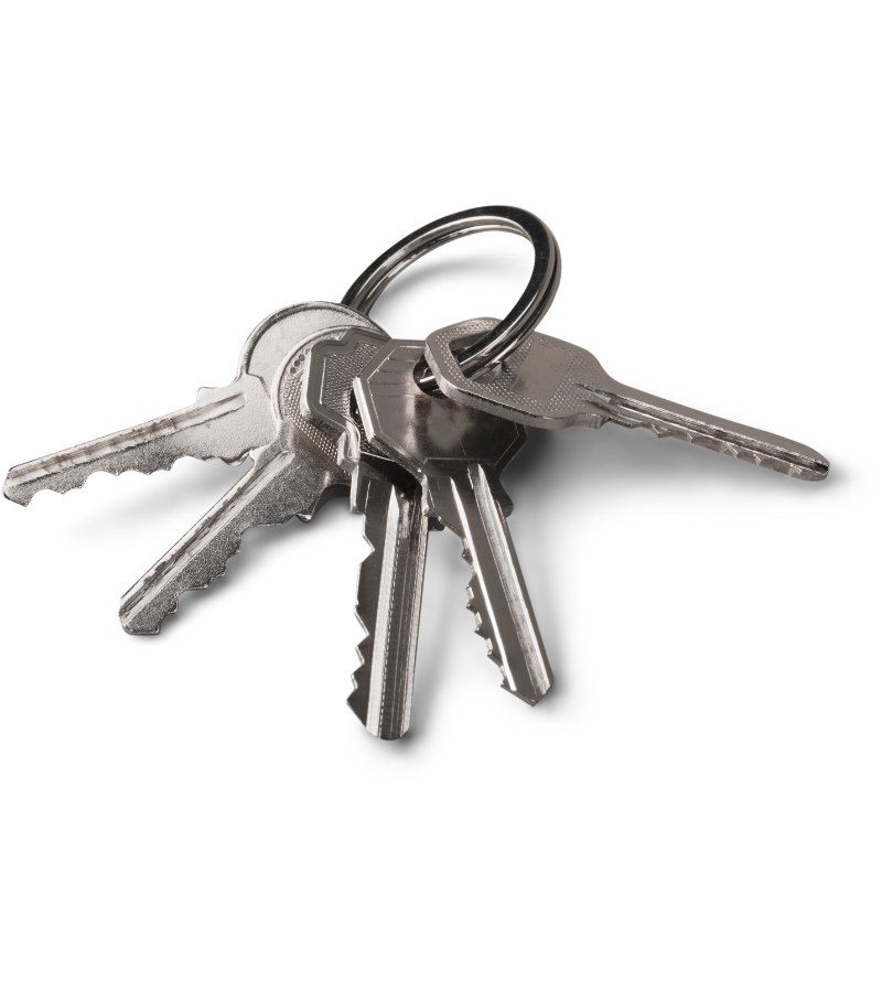 Bunch of silver keys on a keyring. Commercial use keys. Turn Key Locksmith, Phoenix AZ